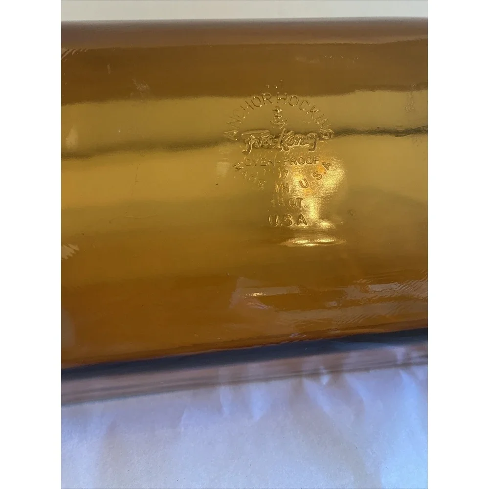 Anchor Hocking Fire King #441 Harvest‎ Amber 1 Quart  Loaf Pan Dish Vintage